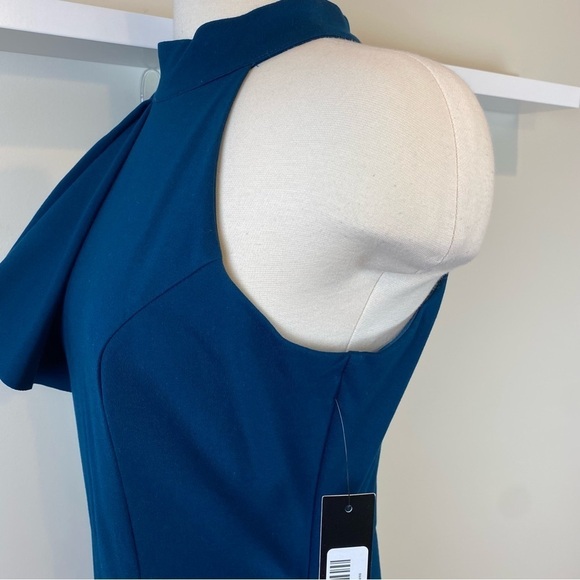 Lulus NWT Margaux Teal Blue Maxi Dress Sz M One Shoulder Ruffle Mermaid Stretch - Picture 8 of 17